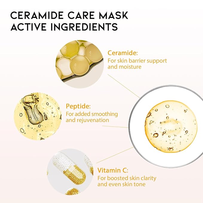 #OOTD Sheet Mask Kit with Collagen,Cica,Ceramide,Vitamin C,Retinol(5-Pack)