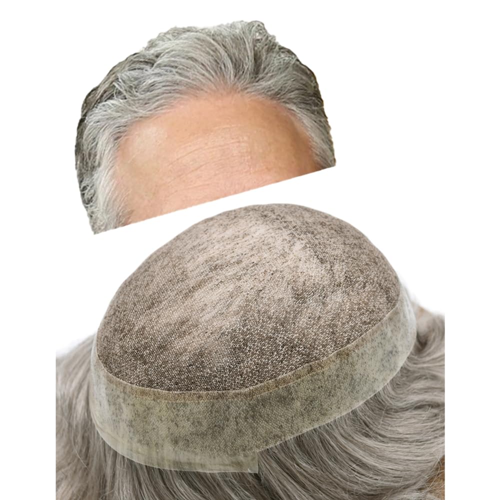 FACE MIRACLE Lace Front Mens Toupee Human Hair System Swiss Lace Center Toupee for Men Thin Skin PU Around Hair Replacement System V-Looped Mens Hair Wig Units 6"X9" 1B# OFF BLACK