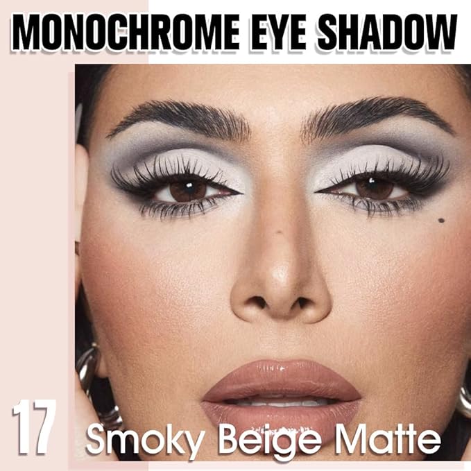 QIDSTERS Smoky Beige Matte Single Eyeshadow, Lightweight Blendable Mini Eye Shadow for Older Women, Monochrome Eyeshadow Palette Makeup Pigmented Waterproof, Vegan & Cruelty-Free, 17