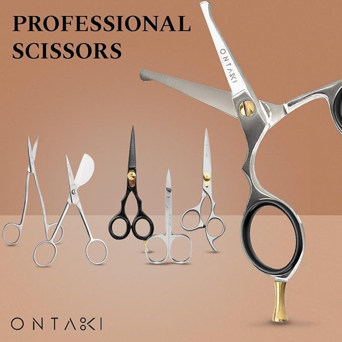 Ontaki Beard & Mustache Scissors & Combs for Men - 4.2" Silver