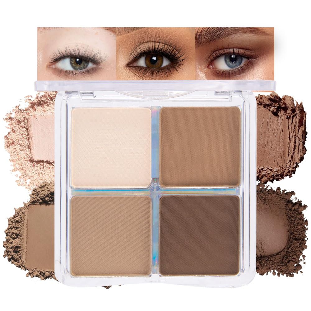 evpct Nude Eyeshadow Quad Palette, Light Nude Pink Beige Ivory Champagne Shimmer Matte Waterproof High Pigment Primer Mini Eye Shadow Palette Makeup for older Women, Smudge Proof Vegan, Bright Nudes
