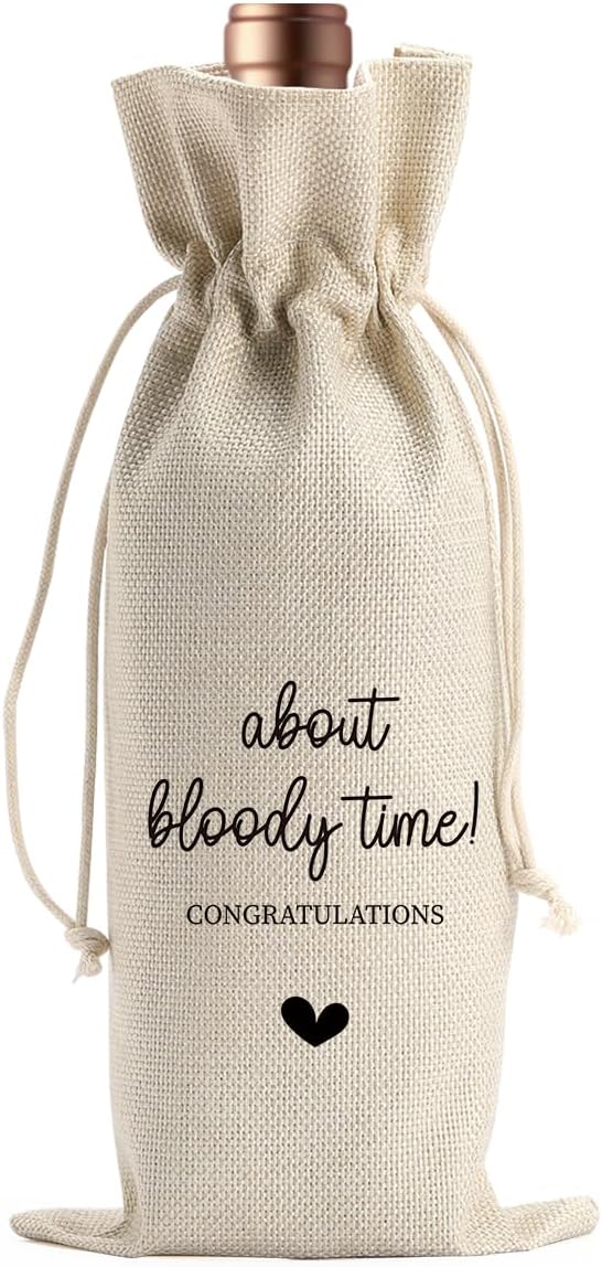 BARREEMO Engagement Wine Gift Bag Wedding Engaged Gifts for Newlyweds Couple Women Men Bridal Shower Gifts for Bride and Groom Pairs Well with Wedding Planning About Bloody Time Wine Bags