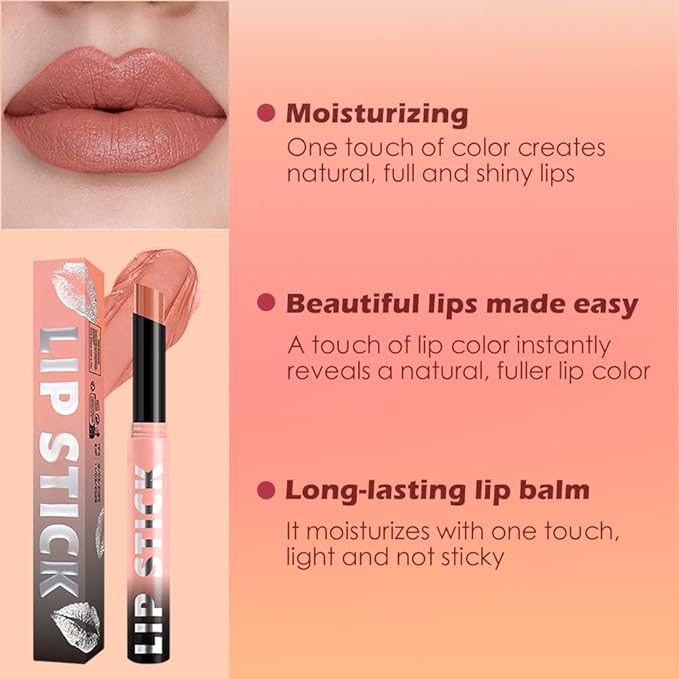 IATMOMOD Warm Pink Matte Lipstick for Women, Long Lasting Waterproof Transfer-Proof Vegan Lip Bar, 24H Moisturizing Smudge-Proof All-Day Lip Color for Mature Women M01#