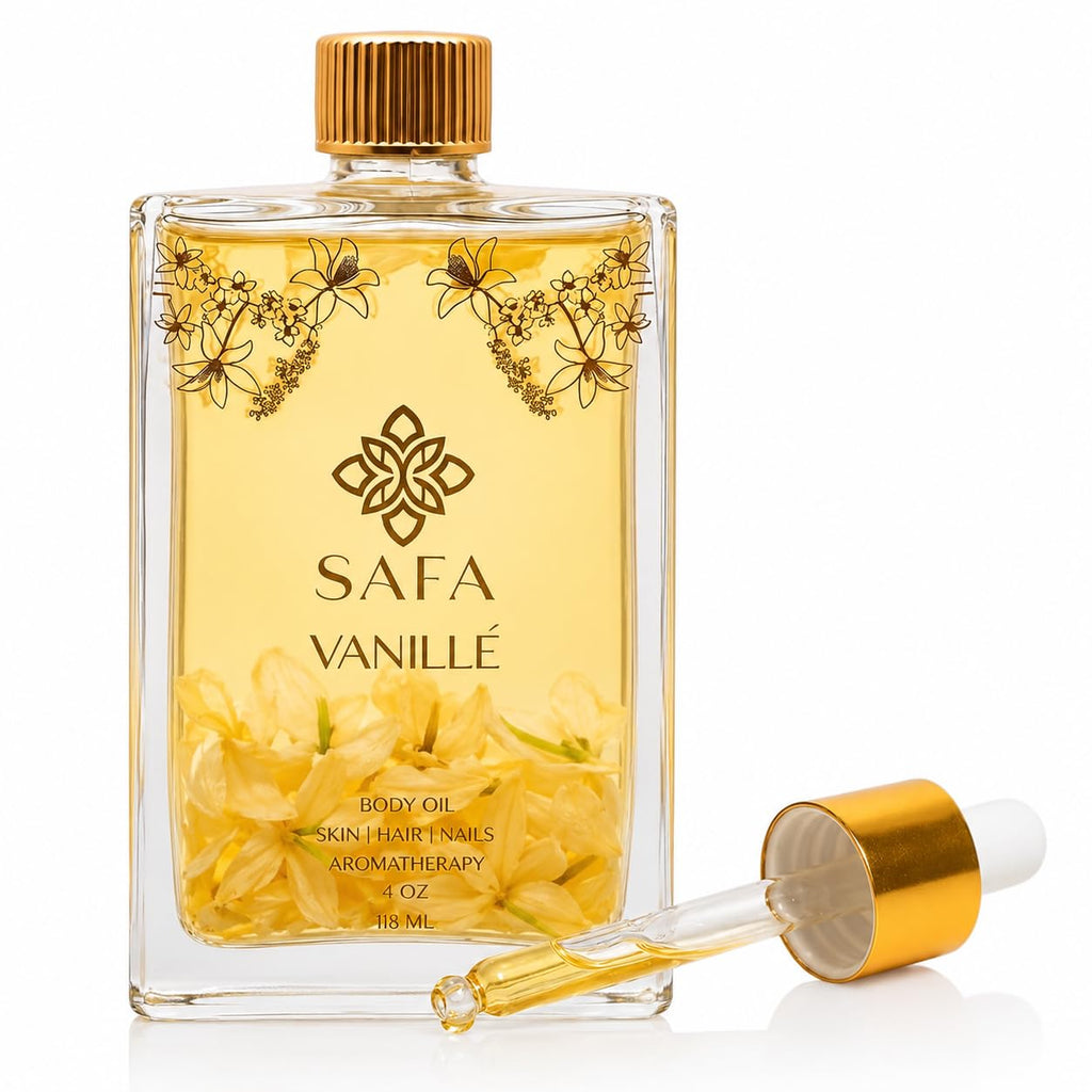 SAFA Organic Vanilla Body Oil - Nourishing Oil for Skin, Hair & Nails 118ml