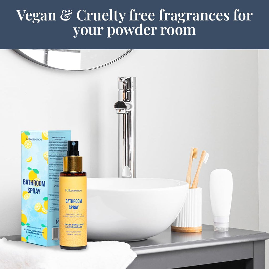 Folkulture Citrus & Bergamot Bathroom Spray - 3.34 fl oz | Odor Eliminator Bathroom Scents For Travel & Home, Guest Room Essentials | Before You Go Toilet, Poop & Shower Spray for Fresh Scents