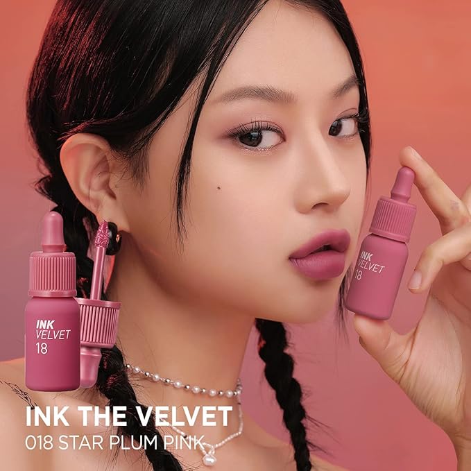 Peripera Ink The Velvet Lip Tint | Highly Pigmented, Longwear & Weightless Lip Tint | Smudge-Proof, Buildable Color for Lips & Cheeks | K-Beauty Makeup, Safe for Sensitive Lips (018 STAR PLUM PINK)