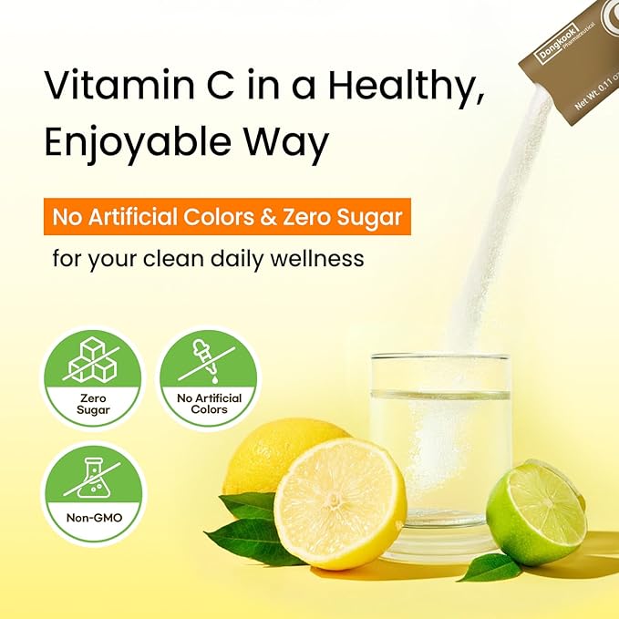 DONGKOOK Vita Pop Korean Vitamin C Powder 2,000mg Zero Sugar Vitamin D & Biotin Stick, Lemon Drink Mix, Vitamin C Supplements Immune Support & Bioavailibity for Max Absorption, Non-GMO 30 Packets