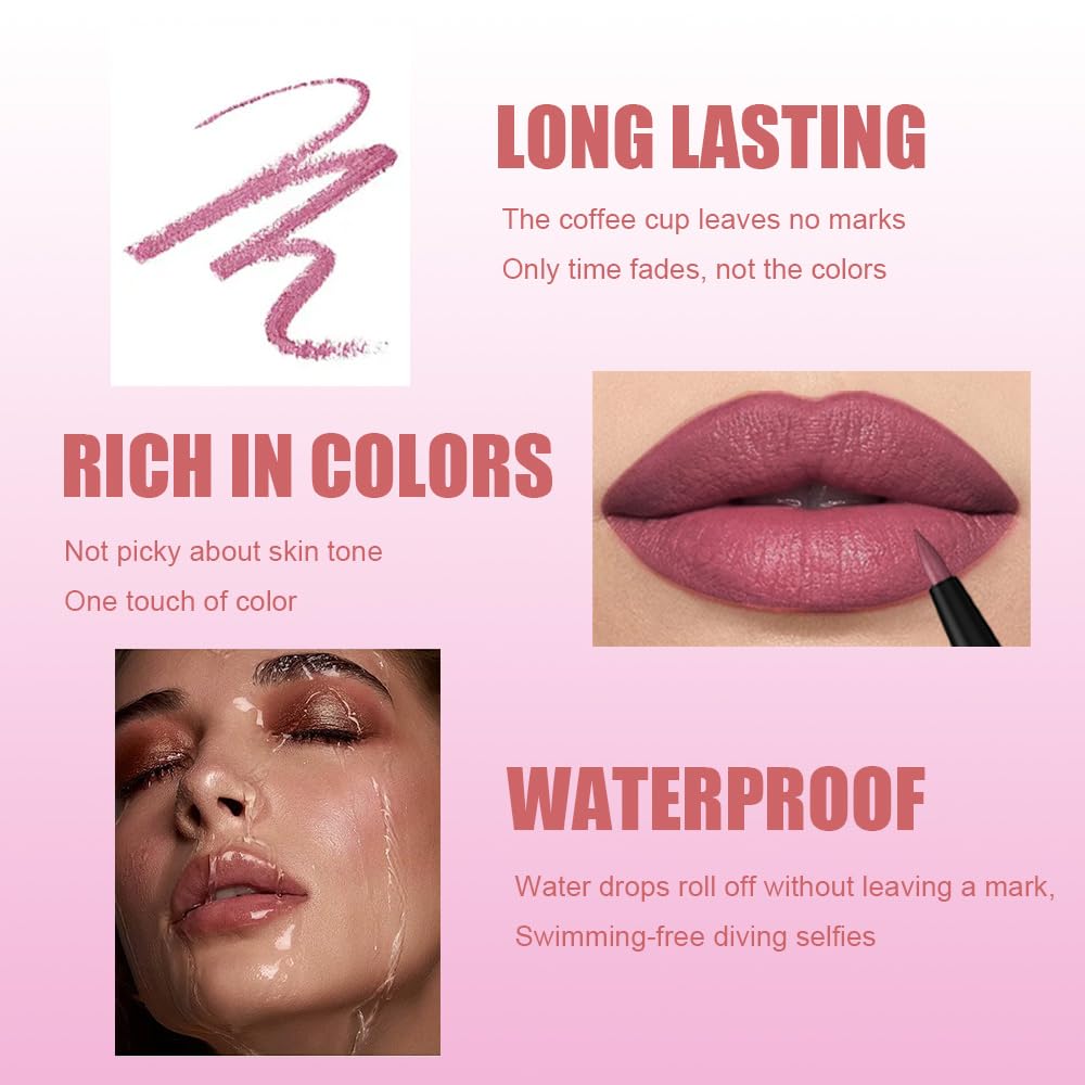 QIDSTERS Gel Lip Liner Pencil for Women, Light Purple Matte Long Lasting Lip Liner Lipstick 24 Hour, High Pigmented Lips Makeup Retractable Liners Waterproof Smudge Proof, Vegan & Cruelty-Free 03