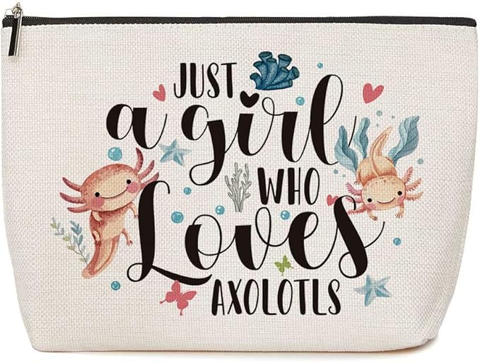 Axolotl Makeup Bag Funny Animal Cosmetic Bag Axolotl Gifts for Girls