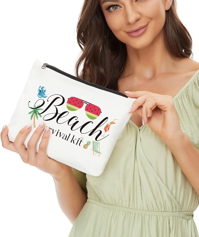 Beach Makeup Bag, Beach Gifts for Women, Summer Survival Kit Cosmetic Bags