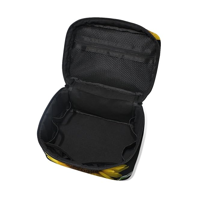 senya Travel Makeup Bags With Zipper Sunflower In The Dark Cosmetic Bag Toiletry Bags Train Cases Storage Bags Portable Multifunction Case for Women Girls