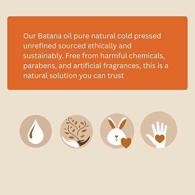 Best Nature's Cosmetics Batana Oil for Hair Growth and Repair: Raw Batana Oil from Honduras - 100% Pure & Natural - For Thicker & Stronger Hair. Recognized by Dr. Sebi (1 fl oz)