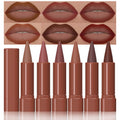 BINGBRUSH 6pcs Brown Lip Liners Set,Ombre 2-in-1 Lip Liners & Lipstick set