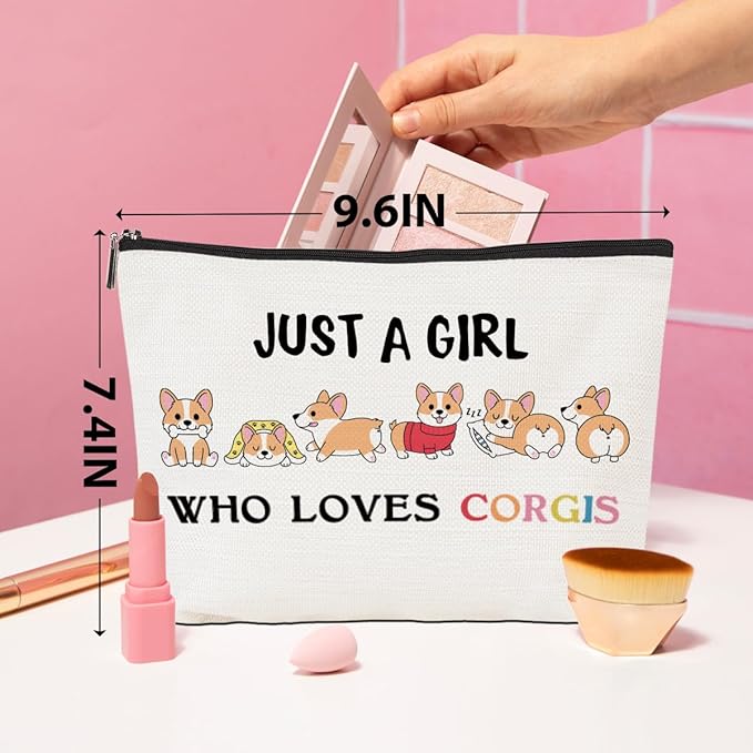 CQM Corgi Gifts Funny Corgi Makeup Bag Funny Cosmetic Bag Toiletry Bag Zipper Pouch for Women Girls Female Sister Daughter Friend Birthday Graduation Friendship