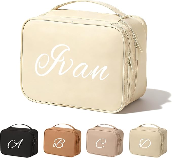 Custom Makeup Bag For Women,Personalized Cosmetic Bag Travel Toiletry Bag,Portable Cosmetic Bag with Elastic Straps Adjustable Dividers Valentine's Wedding Birthday Gifts for Friend Bridesmaid