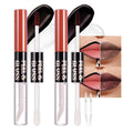 IATMOMOD 2Pcs Peel off Lip Stain Lip Oil Dual Ended Combo Set with Tweezer, 2 in 1 Brown & Maroon Lips Liner Stain Oil Long Lasting Waterproof, High Pigmented Flawless Lips Tint Stick Not Faded