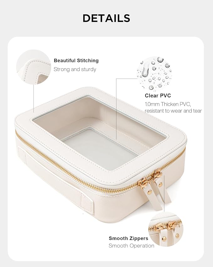 FFpaw Clear American Mahjong Tile Bag, Travel Makeup Bag Cosmetic Organizer Case Waterproof Skincare Toiletry Bag with Zipper Portable Make Up Pouch Compact Car Organizer Bag for Essentials