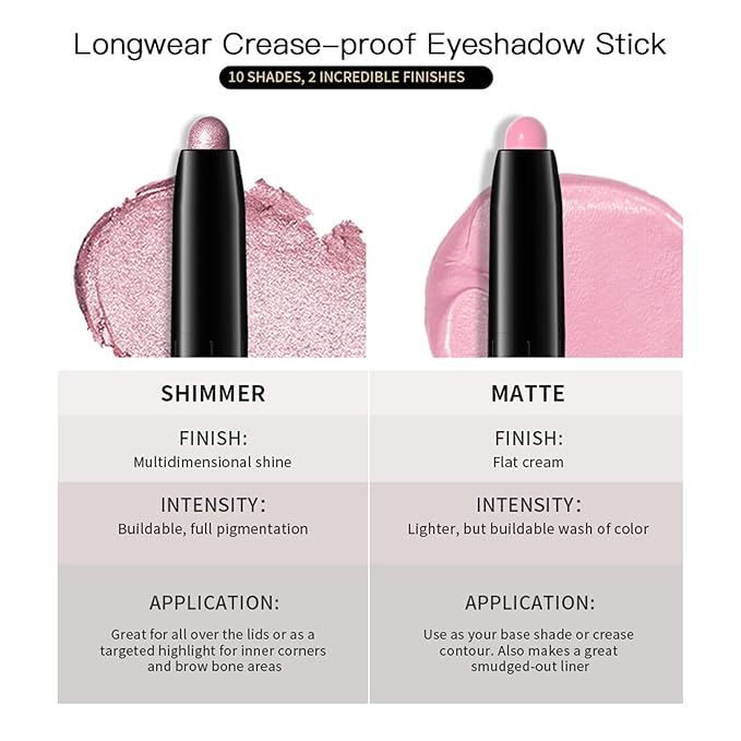 Eyeshadow Stick,Shimmer and Matte Cream Eye Shadow Brightener Sticks