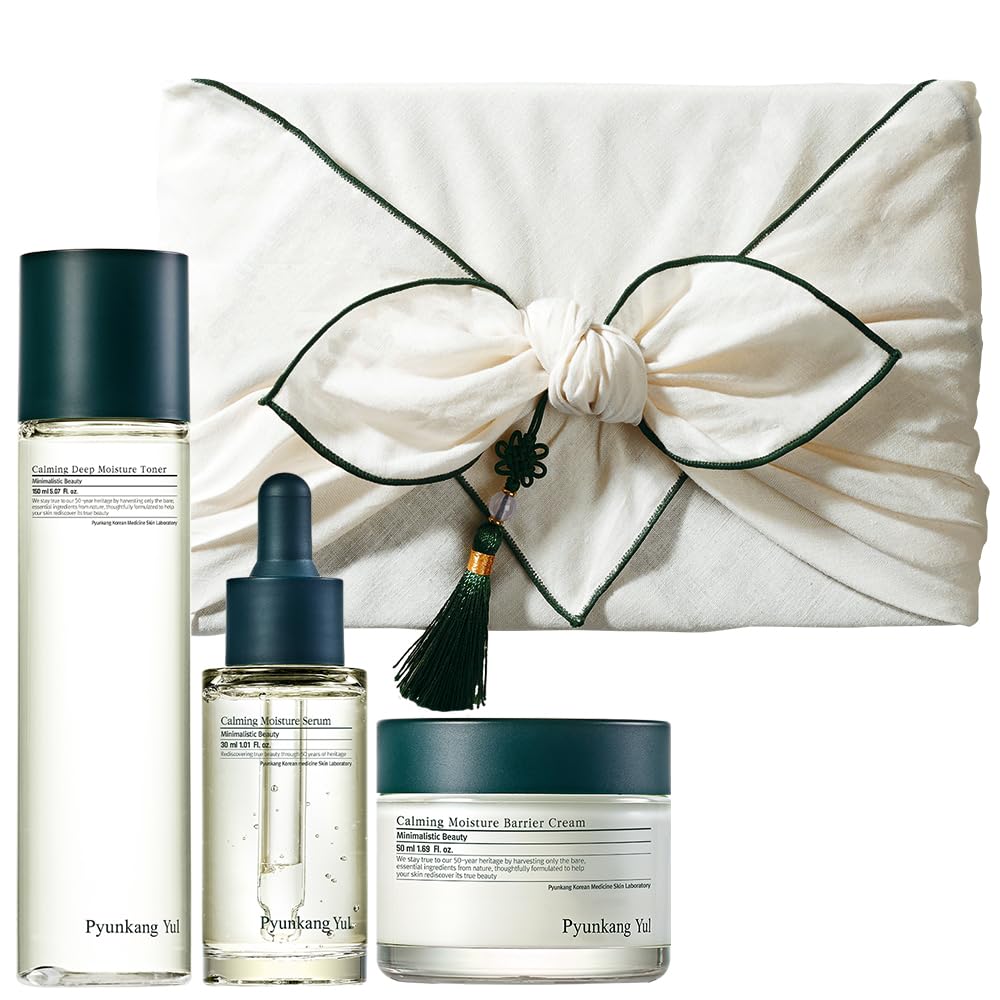 Pyunkang Yul PKY Calming Line Gift Box Set-Korean Facial Skin Care Essential for Daily Moisturizing with Toner, Serum, Cream, Vegan & Cruelty Free