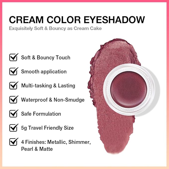 FeiCuiYun Cream Glitter Orchid Shimmer Metallic Eyeshadow Palette Makeup, Natural Single Mini Instant Holographic Eyeshadow For Women, Sombras Crema Para Ojos, Talc, Paraben & Cruelty Free, 26