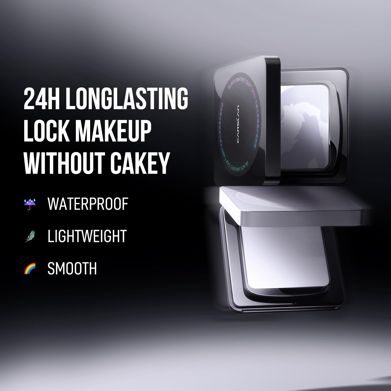 CARSLAN 1.0 Waterproof Face Pressed Powder Compact, 24H Longlasting Oil Control Pressed Setting Powder Talc-Free Makeup, Shine Free, Poreless, Smooth, 01 Golden for dry&com skin (0.28Oz)