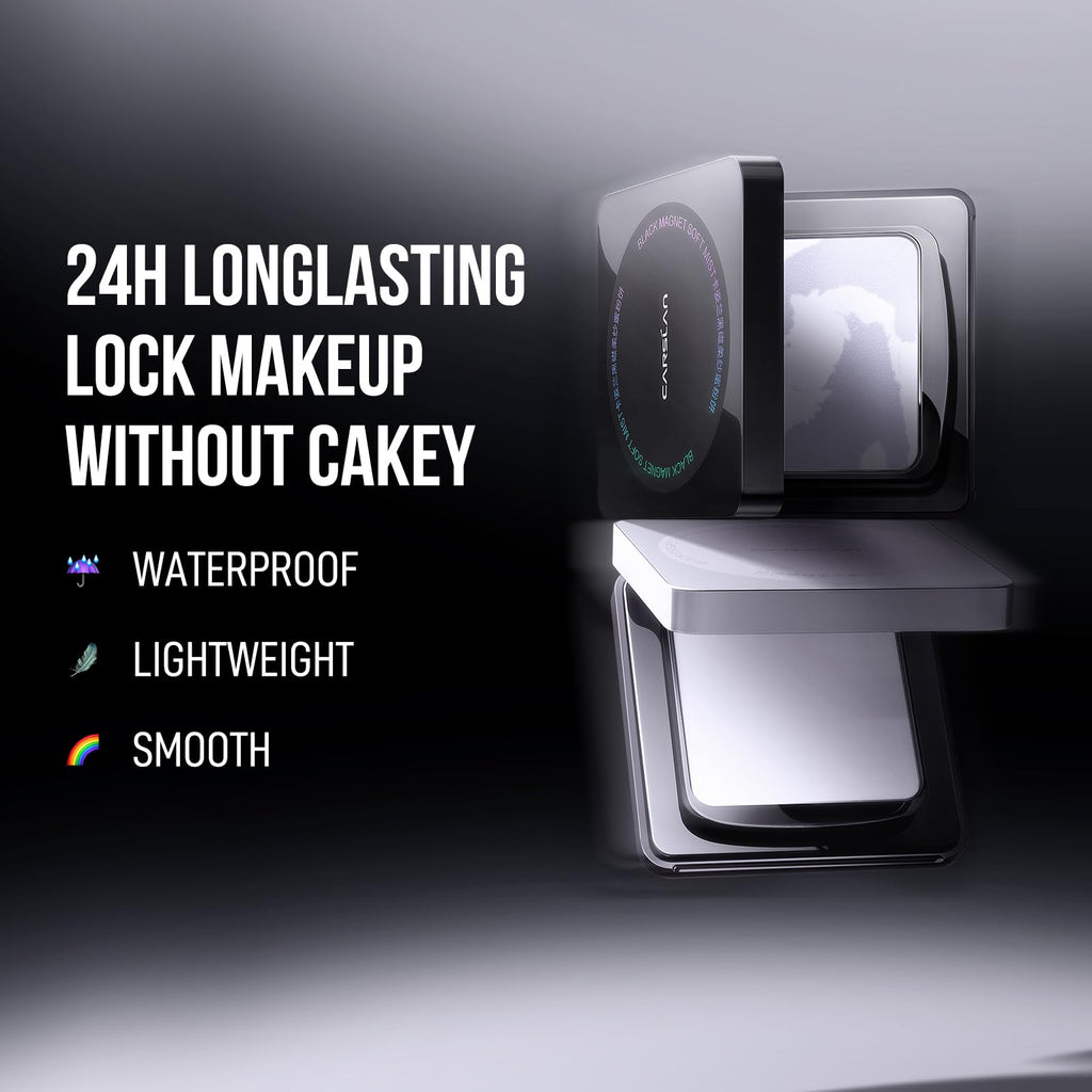 CARSLAN Waterproof Face Pressed Powder Compact, 24H Longlasting Oil Control Pressed Setting Powder Talc-Free Makeup, Shine Free, Poreless, Smooth, 02 for oily skin (0.28Oz)