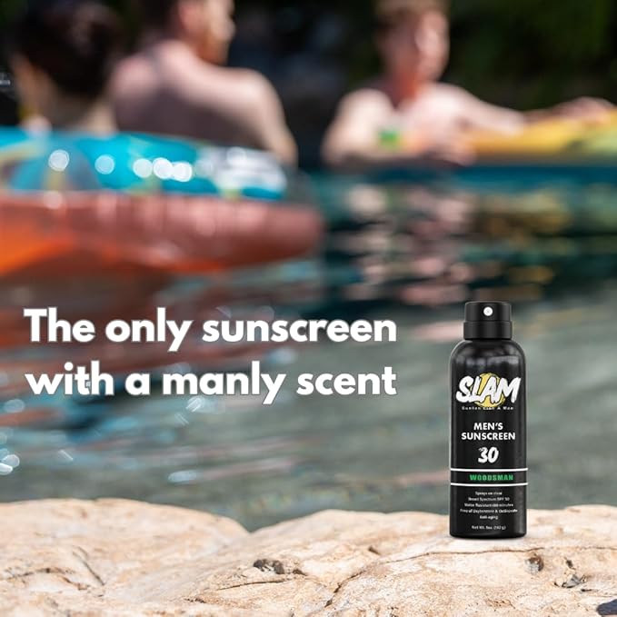 SLAM WoodsMan & BeachMan Bundle - Men's Scented Sunscreen, Sunscreen Spray, Water Resistant, Paraben Free, Broad Spectrum UVA/UVB (Large, 50, Sun Protection Factor (SPF))