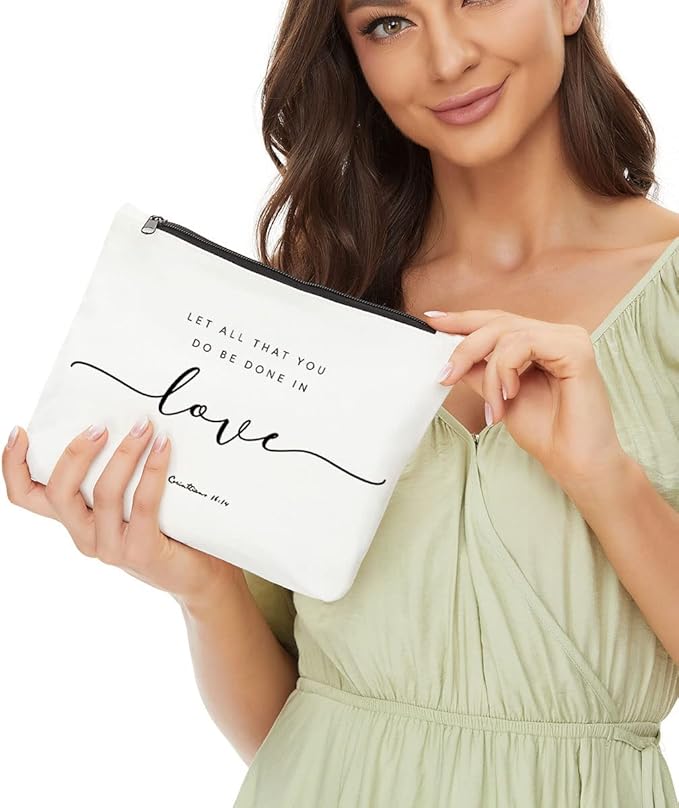 JIUWEIHU Christian Gifts Makeup Bag, Inspirational Bible Verse Cosmetic Bag