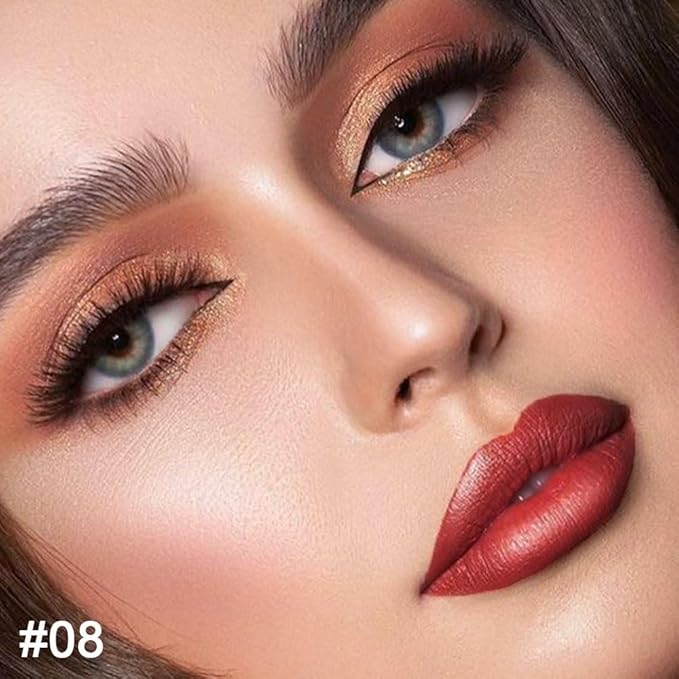 HHLTOH 2-in-1 Mauve Red Lip Liner & Lipstick Set Kit for Women, Matte Lips Kit with Lip Liner Lip Stains Long Lasting Waterproof 24 Hour Lipstick and Lip Liners Combo Lipliners Pencil Set 08