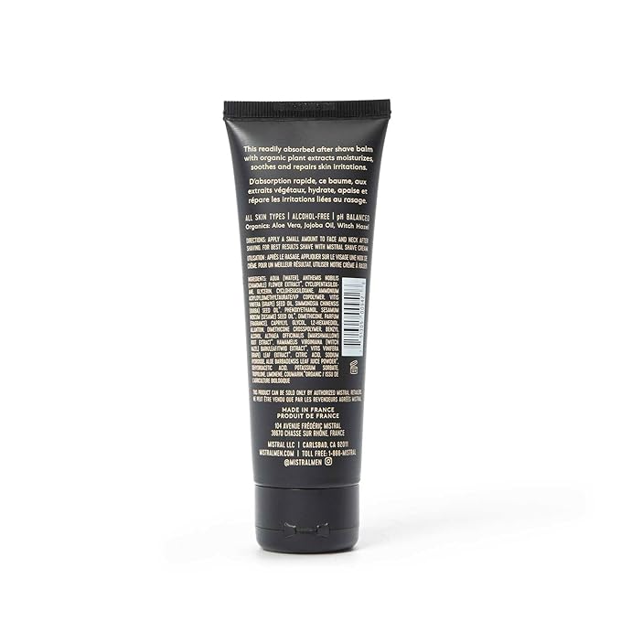 Mistral After Shave Balm, Bourbon Vanilla - 2.7 Fl Oz | Hydrating Aftershave for Men with Aloe & Jojoba Oil | Non-Greasy Post Shave Moisturizer, Soothes Razor Burn, Made in France, Paraben-Free