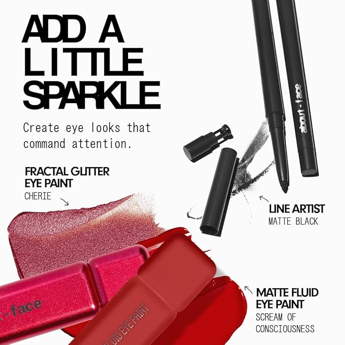 aboutface Fractal Glitter Eye Paint | Hot Pink Red | 0.13oz