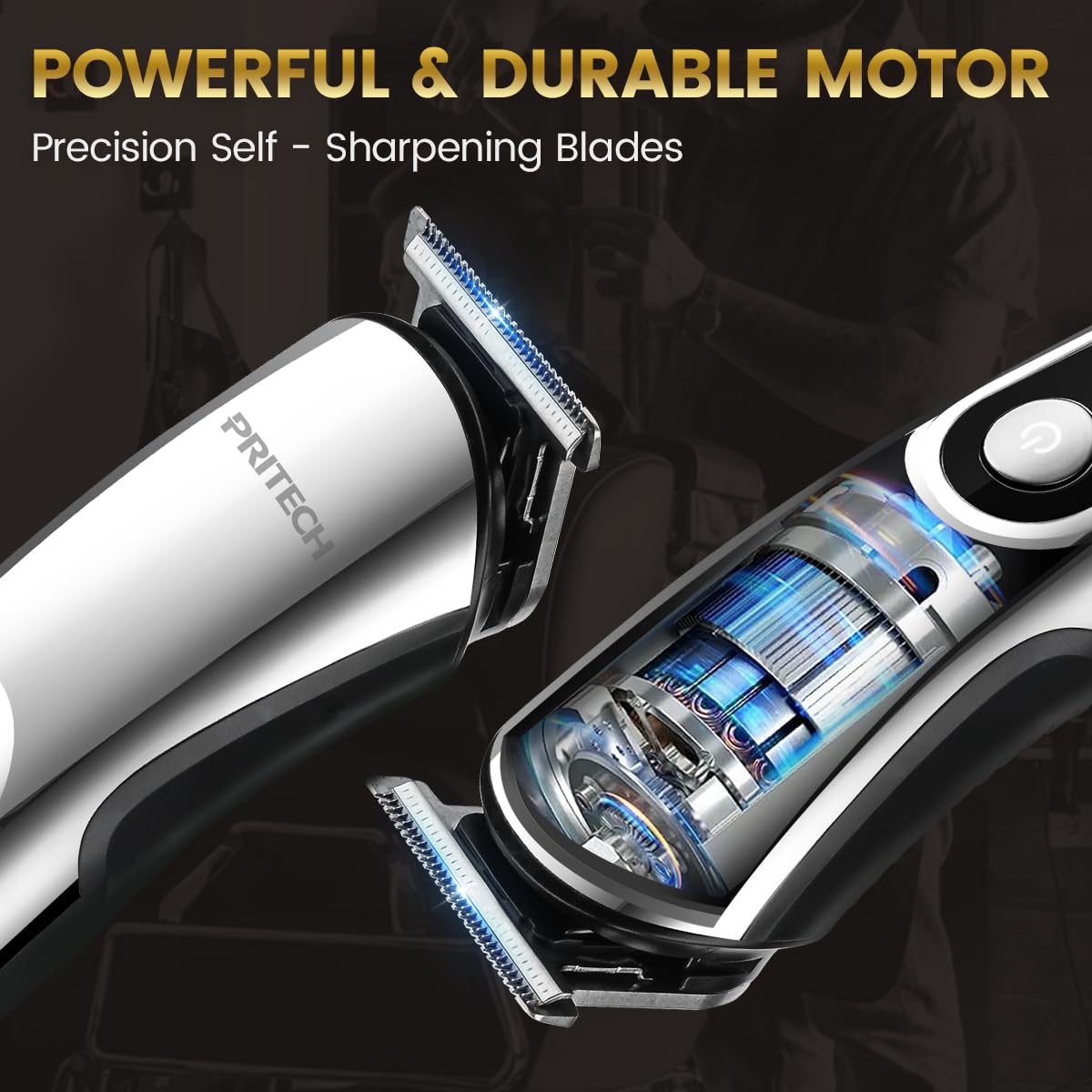 PRITECH Cordless Beard Trimmer for Men, 3-in-1 Grooming Kit, USB Charging