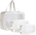 BIRDDIE Clear Travel Bags for Toiletries,3 Pack Toiletry Bag,Matte Translucent Toiletry Bag,Makeup Bag With Handy Handle,Travel Pouch,Makeup Cosmetic Organizer for Travel Essentials(White)