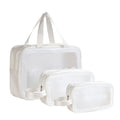 BIRDDIE Clear Travel Bags for Toiletries,3 Pack Toiletry Bag,Matte Translucent Toiletry Bag,Makeup Bag With Handy Handle,Travel Pouch,Makeup Cosmetic Organizer for Travel Essentials(White)