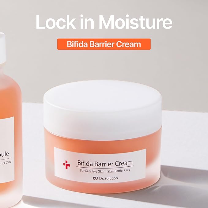CU DR. SOLUTION Bifida Barrier Cream, Moisturizing CUSKIN Korean Moisturizer Skincare with Ceramide NP, Squalane, and Hyaluronic Acid for Hydration and Skin Elasticity, 50ml (1.69 Fl. Oz.)