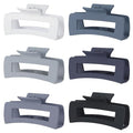 Sisiaipu 4 Inch Big Hair Claw Clips 6 Pcs Large Claw for Thick Hair Square Hair Clips for Women Rectangle Hair Clips Nonslip Acrylic Banana Jaw Clips Hair Accessories for Girls (Grey)