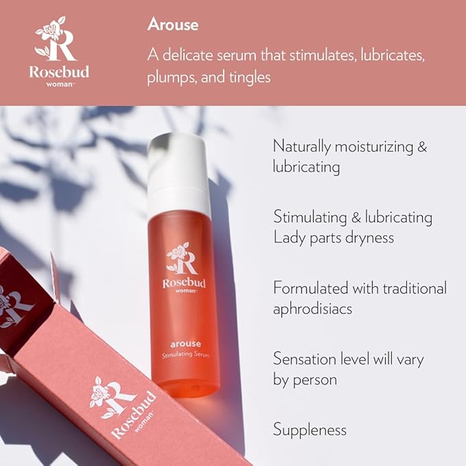 Rosebud Woman Arouse Stimulating Arousal Serum for Women – 3-in-1 Promotes Natural Lubrication, Plumping & Tingling Sensation – Plant-Based, Vegan, OBGYN-Approved Intimate Serum (1 oz)