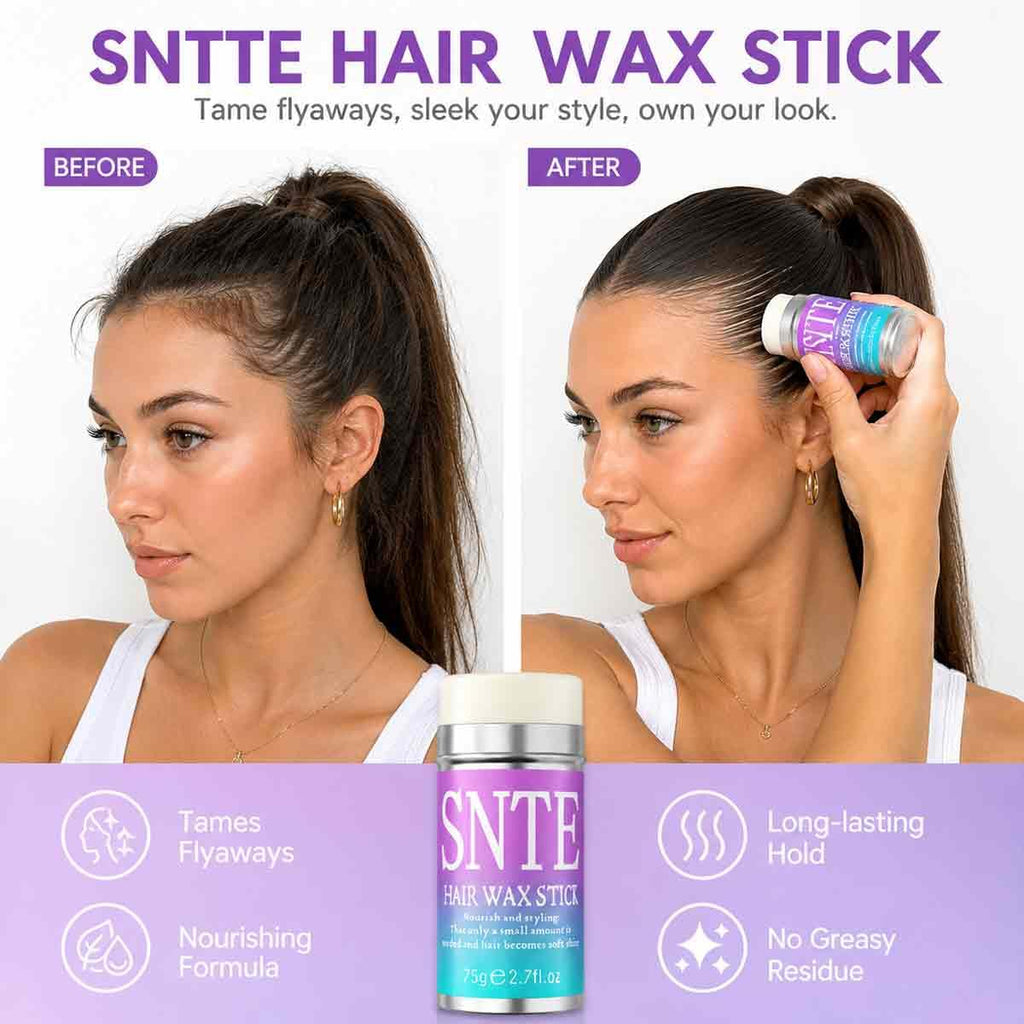 Hair Wax Stick, Slick Back Hair Brush - Tame Frizz, Flyaways Control