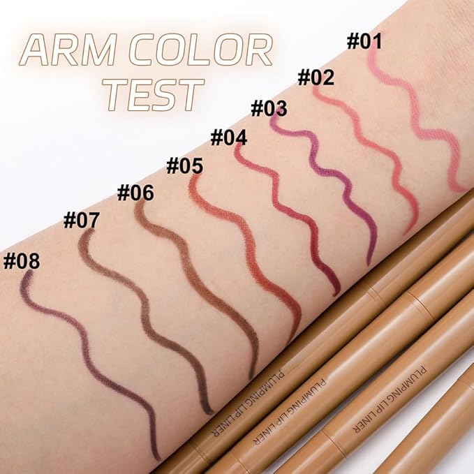 JUAAZIN Fire Brick Red Matte Lip Liner Pencil, Plump Lip Liners Long-Lasting Creamy Formula, With Silicone Smudger for Define Contours & Sculpting Lip, Waterproof Non-Staining Crayon Lip Liner 04#