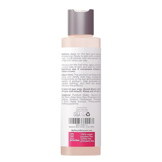 TOUCH Glycolic Acid Toner with Rose Water & Witch Hazel, 6 oz