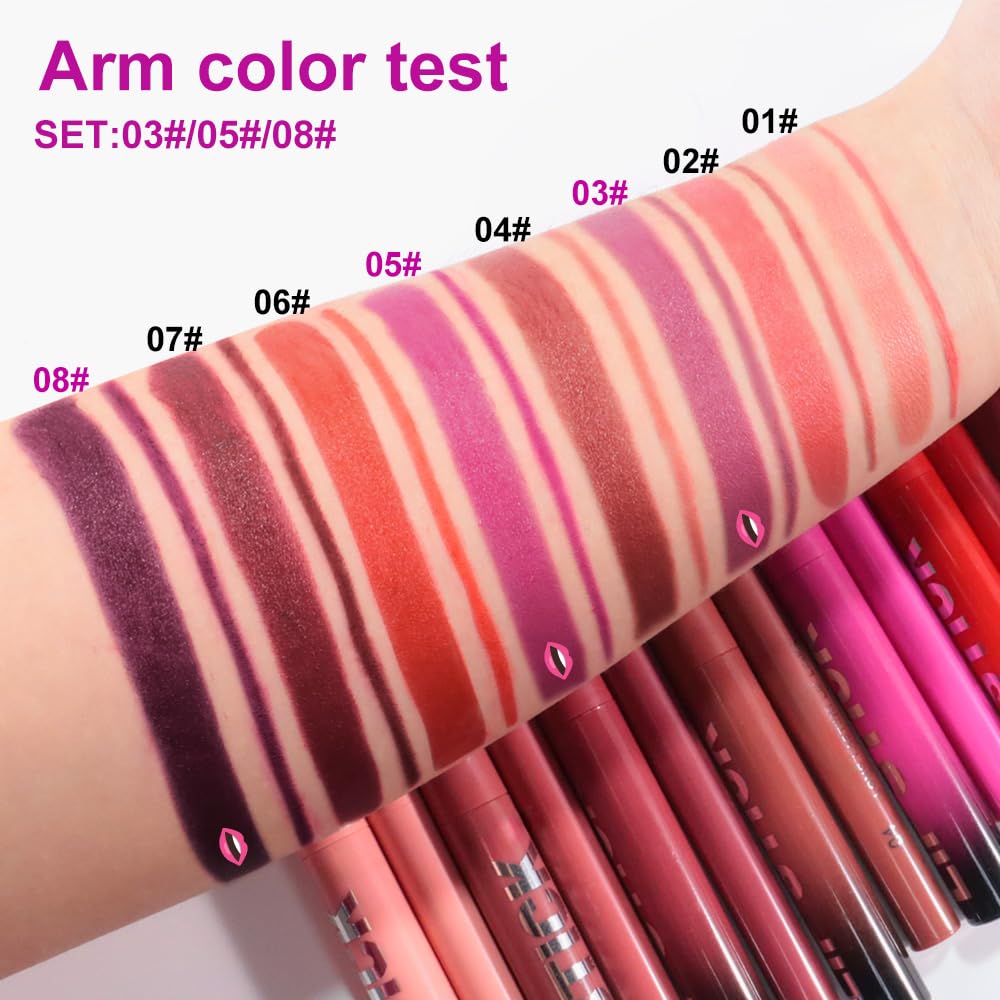 6Pcs 2 in 1 Dark Light Purple Lip Liner and Lipstick Combo Set for Women,Lipstick Stain Lip Liner for Daily & Party Long Lasting Waterproof Smudge Proof 24 Hour Full Coverage Vegan Lip Makeup Kit
