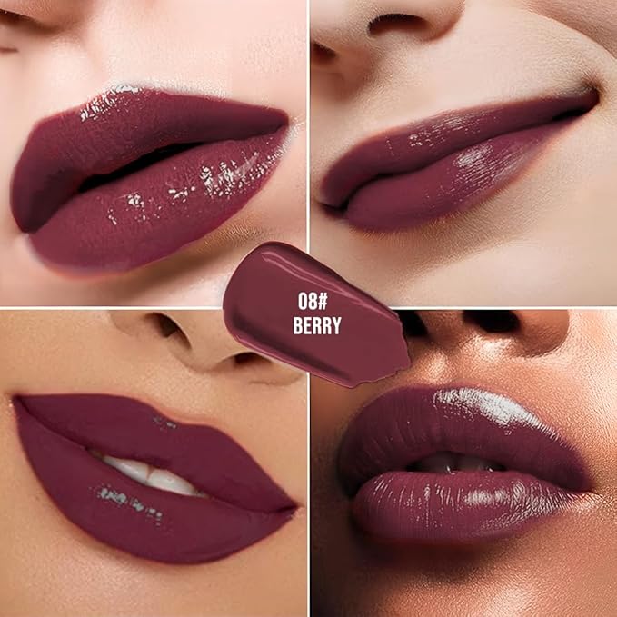Hxssll Nourishing High-Shine Lip Gloss,Hydrating & Moisturizing Lip Tint, Non-Sticky, Long-Lasting Glossy Lip Stain,Softens & Plumps Lips for Smooth,Gentle Formula for Dry Lips 08#Berry
