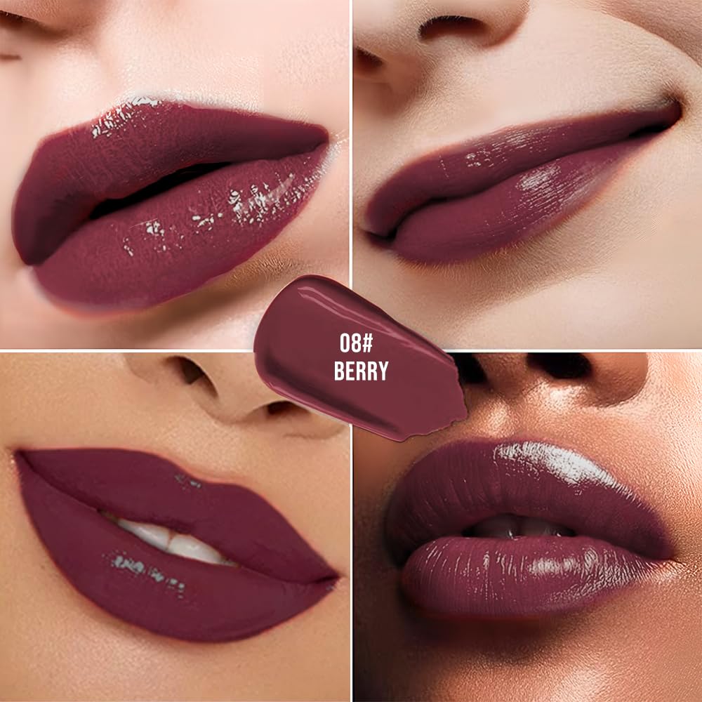 Hxssll Nourishing High-Shine Lip Gloss,Hydrating & Moisturizing Lip Tint, Non-Sticky, Long-Lasting Glossy Lip Stain,Softens & Plumps Lips for Smooth,Gentle Formula for Dry Lips 08#Berry