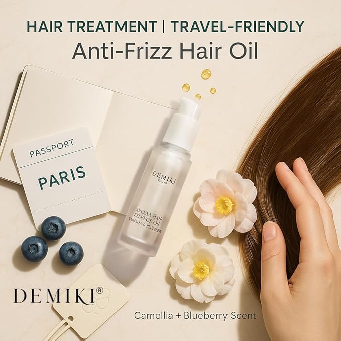 DEMIKI Japanese Hair Oil, Anti-Frizz Smoothing Serum for Dry Hair 1.18oz