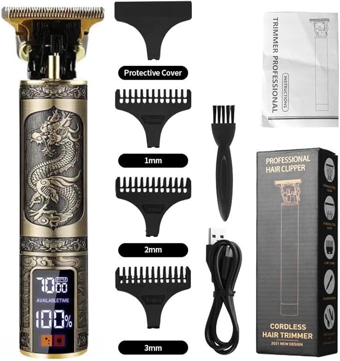 Wrrozz Professional Hair Clippers for Men Cordless, T-Blade & Copper Motor, Rechargeable Beard Trimmer with 3 Guards for Barber-Level Haircut & Trimming