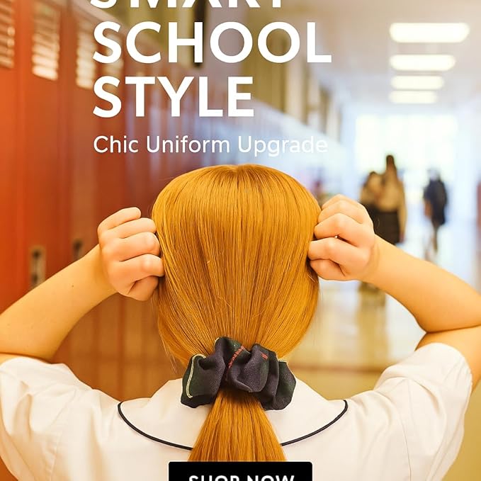 ClassExceed School Uniform Plaid, Plaid Scrunchie, Back to school, handmade school uniform hair accessories (Green Navy Yellow red Plaid55)