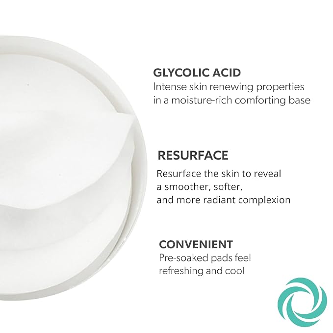 Serious Skincare Glycolic Acid Resurfacing Treatment Pads for Face, Exfoliates & Removes Dulling Dead Skin Cells, Unclogs Pores & Visibly Improves Skin Radiance & Texture, 60 Pre-Soaked Disc (2Pack)