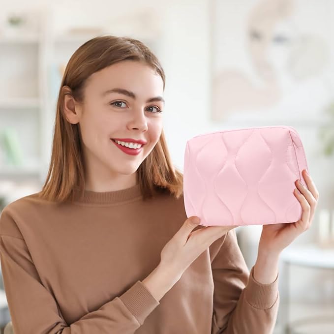 MOYLLOG Makeup Bag, Wide-open Cosmetic Bag, Toiletry Bag for Women, Travel Essentials Organizer, Compact Lightweight for Daily Use
