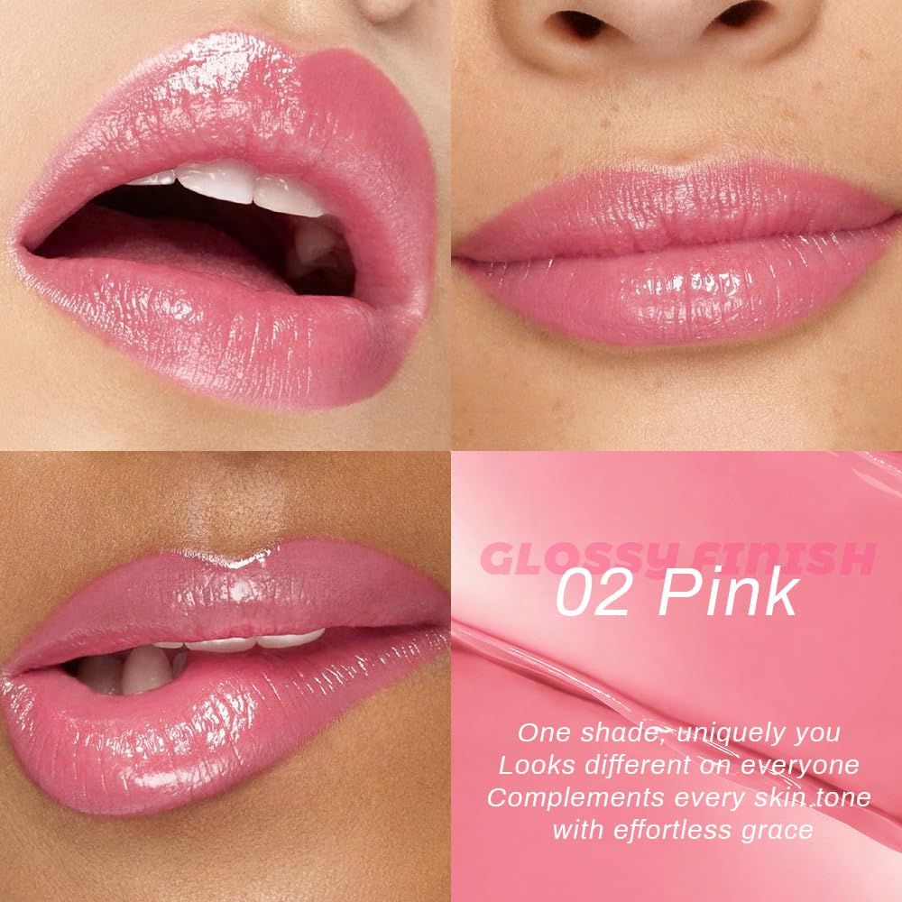 Kaely 2Pcs Honey Lipstick Tinted Lip Balm, Hydrating Shine Lipstick for Women Dry Lips, Moisturizing Nourishing Glossy Lip Gloss Stain Makeup, Sheer Lightweight, Vegan, 01 Dusty Pink+02 Pink