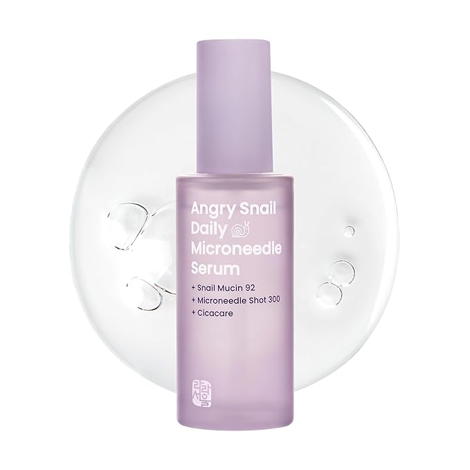 No Sticky Daily Microneedle Serum "Angry Snail" – 92% Snail Mucin, Microneedle Shot 300, Cica Care, Hydration Serum, Glass Skin, Korean Beauty, 1.69 fl oz / 50ml